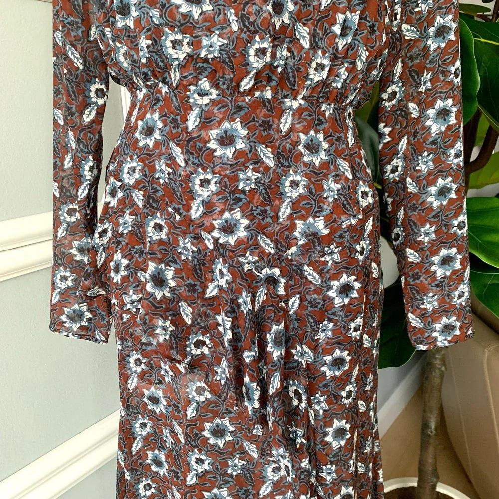 Veronica Beard Sazan Runway Asymmetric Ruffled Silk Chiffon Midi Dress Size 6 - Picture 4 of 13